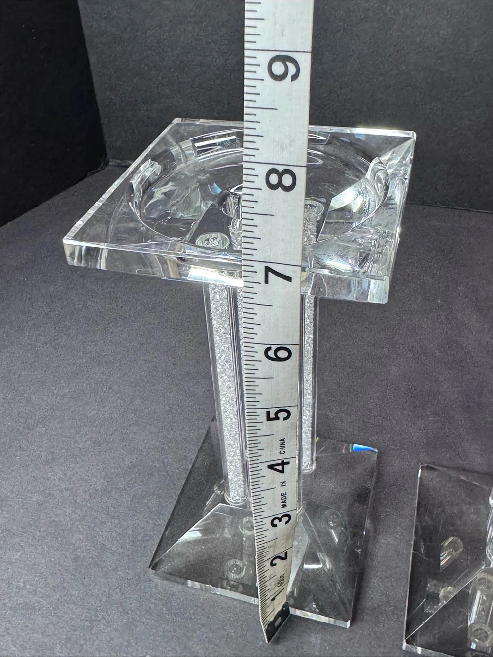 Shannon Crystal Candle Holders Set of 2 Rhinestone Square 7” & 9”